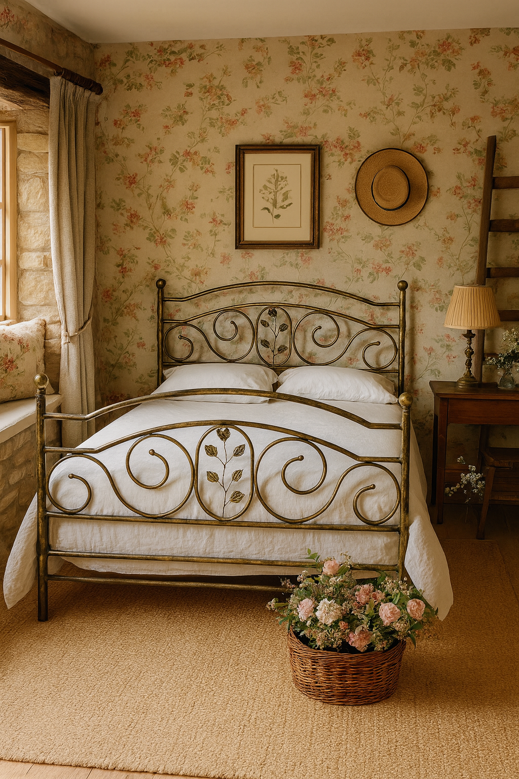 Roza łóżko zdobione